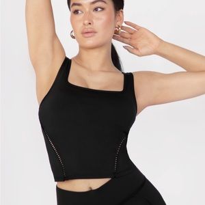 MICHI Axial Crop Top Black - workout top with built in bra